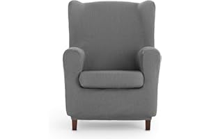 Eysa - Funda de sillón orejero elástica Ulises - Color Gris Claro
