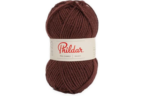 Phildar - Pelote de Laine Phil Charly - Laine à Crocheter et à Tricoter - 100% ACRYLIQUE - Aiguille n°4 - Couleur MARRON