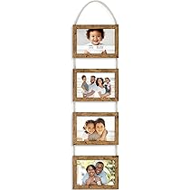 HOFINE Cornice Portafoto Decorativa Vintage in Legno Massello Marrone con Finitu