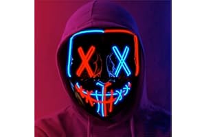 FASCHINFEVER LED Purge Maske - Kostümmaske steuerbar für Halloween, Fasching & Karneval als Kostüm für Herren & Damen (Farbauswahl)