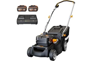 WORX Nitro WG737E tagliaerba a batteria 40 V (2 x 20 V) – potente motore brushless – larghezza di taglio 37 cm – 6 livelli di altezza di taglio (20 – 70 mm) – sacco di raccolta erba da 40 l