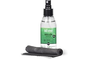 BIO-CHEM CLEANTEC bio-chem środek do czyszczenia okularów z funkcją zapobiegającą parowaniu, ochrona przed zaparowaniem, spray zapobiegający parowaniu, butelka z rozpylaczem 100 ml + ściereczka z mikrofibry premium / ściereczka do czyszczenia okularów