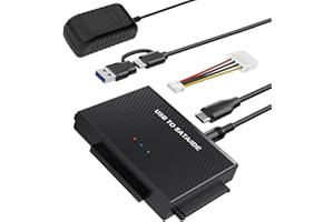 BAOLONGKING Adaptateur USB 3.2 vers SATA/IDE, disque dur, adapté pour disque dur SATA HDD et IDE 2,5" et 3,5", prend en charge une capacité de 6 To, avec alimentation 12 V 2 A, compatible avec Windows/Mac OS