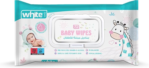 White baby wipes, 72 wipes