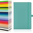 Notes London Eco A5 Notebook with Lined Pages, Pen Loop, Ribbon, Date Marks and Paper Pocket, Medium Hardback Journal, Note, sustainably sourced paper (Pastel Teal)