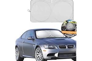 BIG ANT Big Hippo osłona przeciwsłoneczna z przodu + osłona na kierownicę samochodową, przednia strona słoneczna, anty-UV i ciepło, składana, uniwersalna, srebrny, rozmiar S (149x78cm)