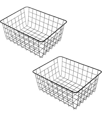 Draadmand met houten grepen set van 2