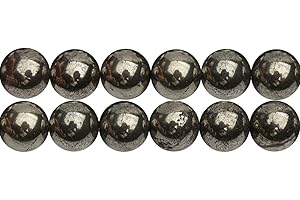 SKYBEADS Perles Pierre Naturelles pour Bracelet Pyrite Rondes 8mm Longueur 38-40cm Environ 46 Pcs