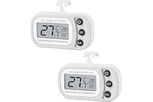 YTORGR 2Pcs Digital Termómetro Nevera LCD Higrómetro con Gancho Función de Registro Máximo/Mínimo para Refrigerador Ideal para el hogar, restaurantes
