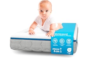 AMORI Comfort Plus Baby Mattress 80 x 50 cm for Bassinet, Travel Cot & Baby Cot - 8 cm Mattress with Memory Foam - Breathable & Oeko-Tex Certified