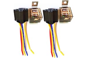 Yiyida - Relé de coche de gran capacidad, impermeable,12 V, 60 A, 4 pines SPST, tomas del arnés con cables de colores, para camión, furgoneta, motocicleta, coche, aire acondicionado (2 unidades)