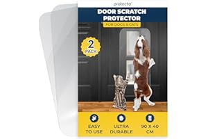 PROTECTO 2-Pack Ultra Durable Door Protector for Dogs – 90x40 cm Clear Cat Scratch Protector | Easy to Install Anti Scratch Door Guard for Dogs and Cats - Protection for Furniture, Walls and Windows