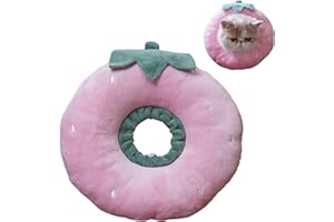 HEIQLAY Mnixy Collar de recuperación de Gato, Cuello Protector Suave, Cuello Protector para Mascotas, Antideslizante, Suave, Ajustable, Protector para Gatos, Perros, Mascotas pequeñas (1 Pieza, Fresa, M)