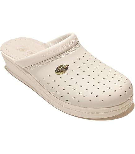 SCARPE CIABATTE SANITARIE DONNA SANITAL LIGHT 1372 PELLE BIANCO ORIGINALE AI
