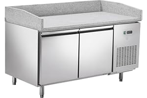 METRO Professional Banco pizza refrigerato GPT2100, acciaio inox, 200 W, 241 L, 2 porte, compatibile con GHS2150, argento