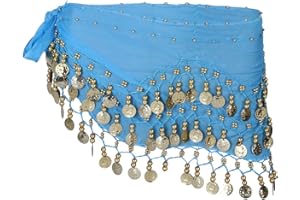 LUOEM Damen Bauchtanz Gürtel, Chiffon Hüfttuch, Tanztuch mit Münzen für Bauchtanz