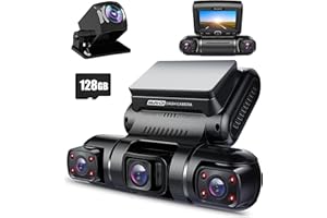 Rhorawill Dashcam Quad 4x1080P Avant, Gauche,Droite et Arrière Caméra Embarquée Voiture,GPS WiFi 24H Mode Parking Vision Nocturne Dash Cam Voiture 150 ° Angle WDR 3 Pouces TFT Gratuit 128GB