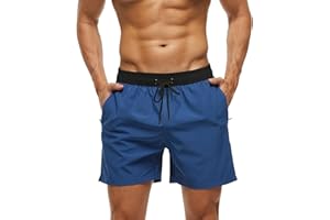 MONSTOYO Bañador Hombre Secado Rápido Traje de Baño Hombre Bolsillo Cremallera Bañadores Short de Playa Surf Piscina Natación Impermeable Pantalones Cortos Forro Malla y Cordón