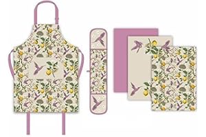 Sterling Sports 5-Piece Kitchen Set Apron, Double Oven Gloves & Tea Towels Set - Quick Dry kitchen Accessories For Baking & Cooking - Perfect Mothers Day Gifts For Baking Lovers