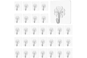 xiaoxianxian 30 Pièces Crochet Adhésif,15kg Transparent Auto Adhesif Muraux,Crochets Adhesif Imperméables Pour Salle de Bains et Cuisine,Plafond,Peignoirs,Porte (transparente)