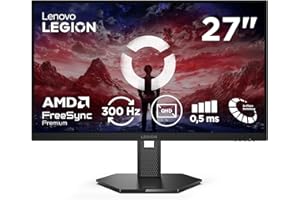 Lenovo Legion 27Q-11 - Écran Gaming Pro 27'' QHD (IPS, 300Hz, 0.5ms MPRT, 2X HDMI 2.1, DP 1.4, Câble DP, AMD FreeSync Premium) Réglage en Inclinaison/Hauteur/Rotation/Pivot - Noir