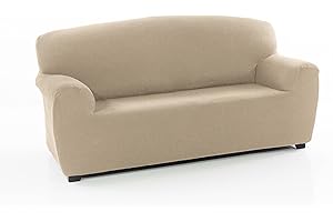 FAVERTI® Funda Sofá 3 plazas Elástica Universal de 180 a 220cm | Modelo Reale | Beige | Funda Protectora Sofá | Protector de Calidad de Tejido Jacquard Tacto algodón