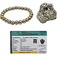 ZUBY CRYSTALS Pyrite Stone Original stone and Bracelet For Women for Vastu/Working Table Decore/Wealth and Bussiness Luck with increased will power and Manifestation
