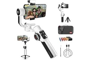 ZHIYUN Smooth-5S Combo [oficjalny] Stabilizator gimbala do iPhone 3-osiowy ze światłami magnetycznymi, gimbal do smartfona ze statywem, stabilizator telefonu komórkowego do filmów filmowych Pro, vlogów, YouTube/TikTok (biały)
