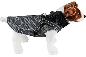 Chaqueta para Perros Invierno Abrigos para Perros Pequeño Mediano Grande Prueba de Viento con Anilla para Arnés - Estilo D, Negro y Gris, M