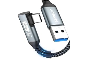 SUNGUY Cable USB C, 0,3 m Ángulo de 90 Grados Android auto Cable de Nailon de Cable USB a USB C Compatible con iPhone 16/15 Pro Max, Galaxy S24/S23/S22, P30 Lite
