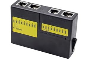 QIANRENON Tester per cavi di rete RJ45 RJ11 RJ12 UTP Tester per cavi LAN Strumento di rete Design diviso Batteria non inclusa,Nero