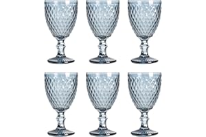 Solycarpa Juego De Copas Azul. Copa de Cristal Transparente para Fiesta, Boda o Bautizo Original y Resistente. Copa De Vino Personalizada para Cava o Gin Tonic.