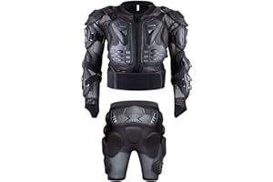 SJAPEX Adults Motorbike Body Guard Vest,Cycling Skiing Riding Skateboarding Chest Back Spine Protection,For Snowboarding Skiing Skating Cycling and Shorts Armor(5 Sizes) Black,XL