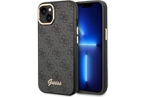 CG MOBILE Guess - Funda para iPhone de 14 pulgadas, diseño 4G negro y logotipo de escritura, policarbonato y TPU antiarañazos, funda rígida cómoda y duradera con puertos accesibles y absorción de