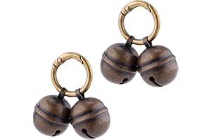 PEUTIER 2pcs Dog Bells for Pet Tracking, Extra Loud Cat Dog Collar Bells Vintage Copper Collar Charms Pendant with Key Ring Quick Clip