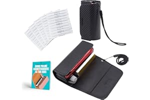 UPSHELL - Custodia Compatibile con IQOS 3 DUO e 2.4, in Eco Pelle Nero e Completa con 10 Bastoncini per Pulizia Holder e Ebook, Astuccio Sigaretta Elettronica con Organizer per Accessori