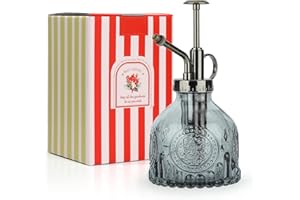 T4U 200 ml konewka szklana, w stylu retro, do nawadniania jedną ręką, konewka z pompką na górze, do użytku wewnątrz i na zewnątrz, do ogrodu, kwiatów, do podlewania roślin (szara)