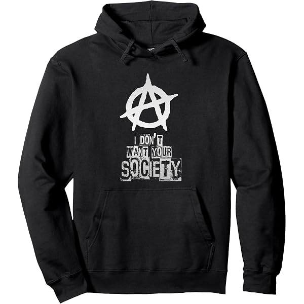 Sweat à Capuche Anarchie Punk Rock - Message Liberté - Coupe Classique - 241 G - Homme, Femme, Enfant