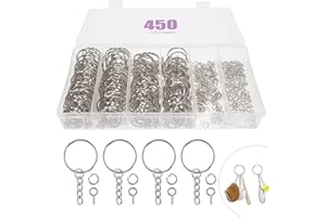 WZYTEU 150pièces Anneau Porte Clé avec Chainette,150pièces Anneaux de Saut Ouverts et 150pièces Vis Oeil,pour Fabrication de Bijoux,avec Boîte de Rangement en plastique
