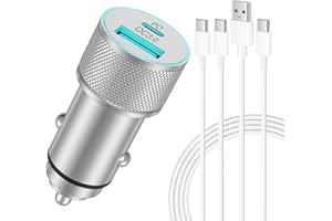 ‎LUOSIKE LUOSIKE Ładowarka Samochodowa i Kable USB C, Adapter Zapalniczki Samochodowej 2 Port (PD/QC) 38W i 2x Kable Typ-C, Gniazdo USB C 12-24V Kompatybilny z Samsung Galaxy S23/S22, Google Pixel, Xiaomi itp.