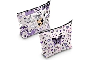 BDSHUNBF 2PCS Trousse per Trucchi, Makeup Bag, Borsa Cosmetica, Bolsa de Cosméticos, Borsa Trucco da Viaggio, Singer Music Album Zipper Pouch Bag
