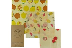 FLYINGSTART Beeswax Wrap Pack of 3 (S, M, L) Eco Friendly Sustainable Alternatives to Cling Film