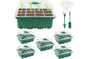 Powmag 6 Piezas Bandeja Germinar, Bandeja Semillero, Cuenco de Cultivo con Herramientas de Jardín y Etiqueta de la Planta, para el Patio del Balcón de la Casa