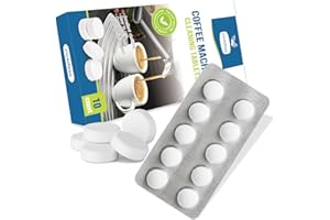 Okaywork 10 Pastilles de nettoyage détartrant pour Jura, Krups, Melitta, Delonghi, Siemens, Philips, Bosch, Tassimo, Nespresso, Sage, Senseo machines à café automatiques et cafetières - nettoyant