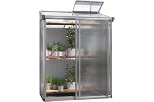 GFP Invernadero adosado Adena 12 Placas alveolares de 10 mm - 151x77 cm - Estructura de Aluminio - Made in Austria