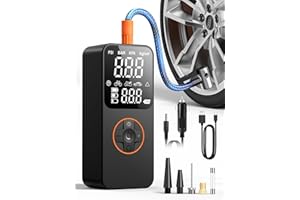 AETHERIUM Compresseur à Air Portatif 150PSI, Gonfleur Pneus Voiture Sans Fil avec Batterie 6000mAh et Grand Écran Digital, Auto-Arrêt, Lampe LED Pompe à Air Électrique pour Voiture, Moto, Vélo, Ballon, Balles