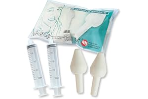 M BY MARCO MALTONI Set irrigatore nasale per LAVAGGIO NASALE, IGIENIZZABILE BY MARCO MALTONI, MADE IN EMILIA-ROMAGNA, 2 OLIVE NASALI GOMMOSE SMALL e 2 SIRINGHE da 20 ml