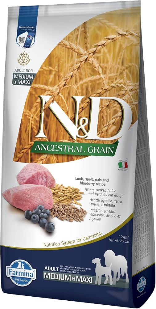 ND Düşük Tahıllı Kuzulu Medium Maxi Yetişkin Köpek Maması 12 Kg