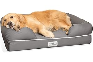 PetFusion Large Hunde/katze mit massivem 10 cm Memory Foam, wasserdichtem Innenfutter und YKK Premium-Reißverschlüssen, Atmungsaktive Baumwollmischung, herausnehmbar und leicht zu reinigen, S