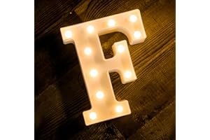 Foaky LED Letter Lights Sign 26 Alphabet Light Up Letters Sign for Night Light Wedding Birthday Party Battery Powered Christmas Lamp Home Bar Decoration (F)